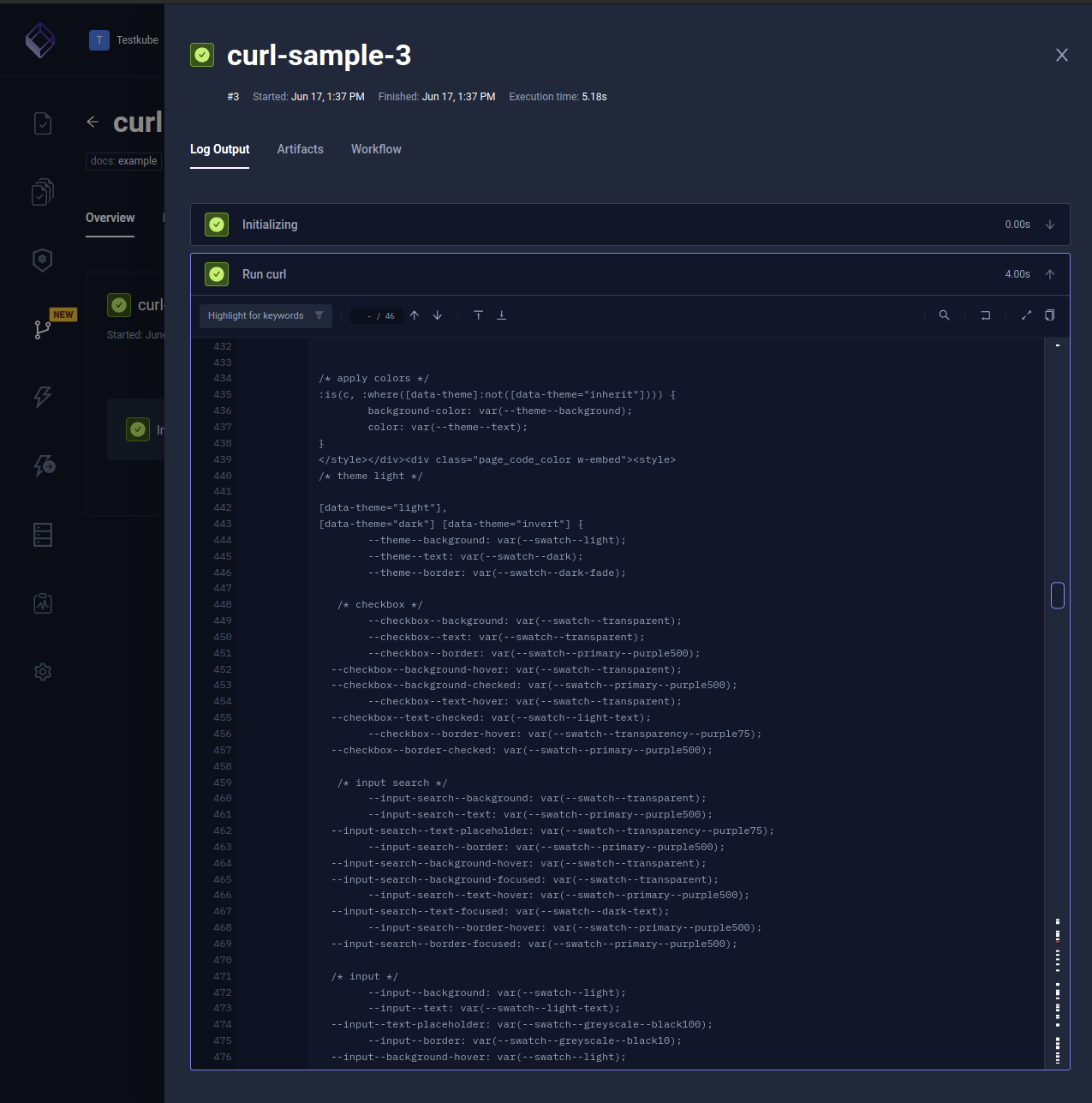 Curl Log Output