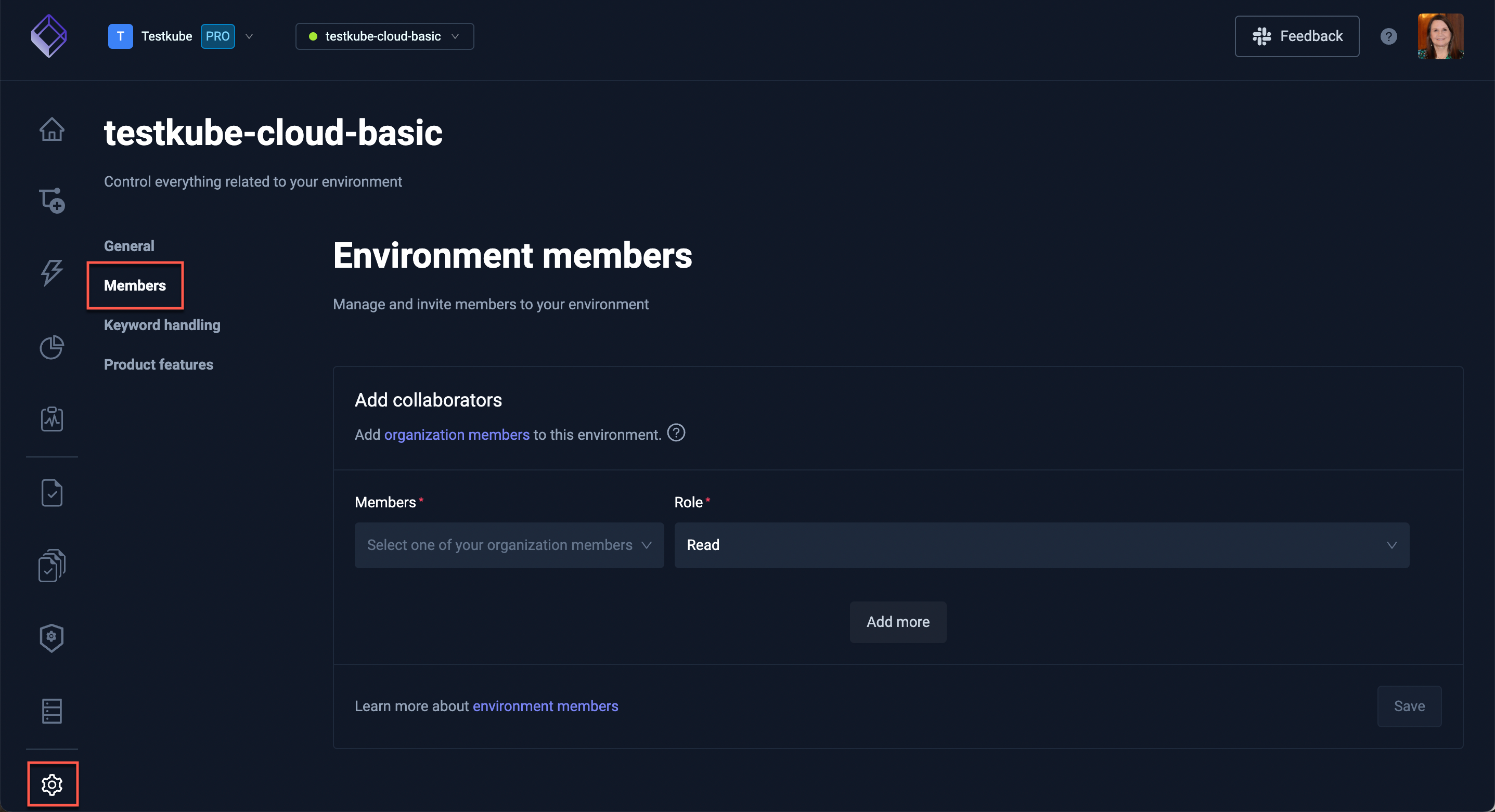 Members Settings Dashboard