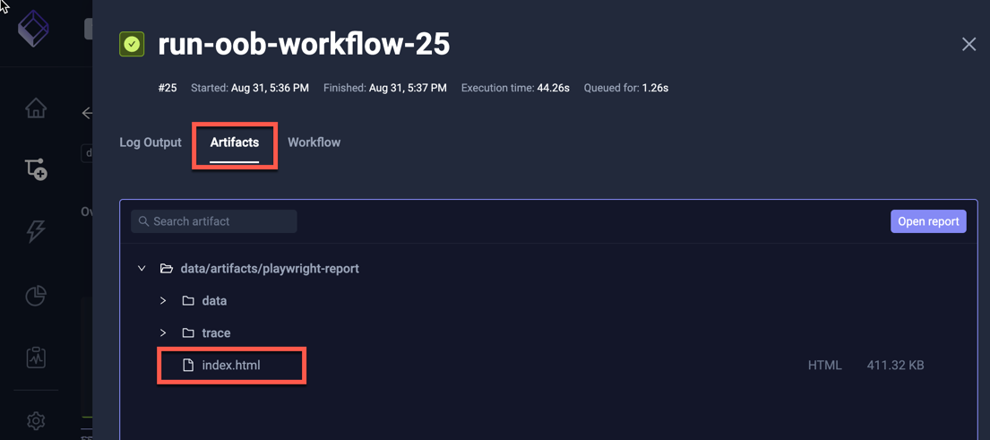 Remote Workflow Artifacts Tab